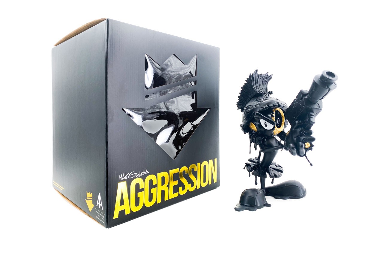 Aggression black vinyl art toy by Matt Gondek and 3Dretro